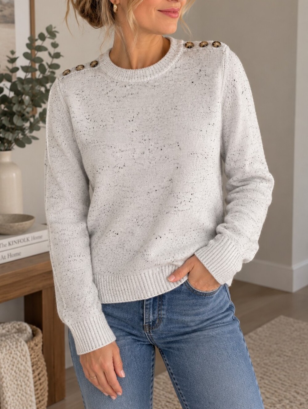 Suzy Shier Women's Speckled Knit Sweater L/G – M/L